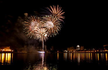 fireworks over the city pond 