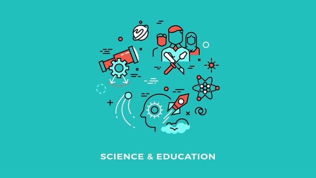 Science and education animated thin line icons concept