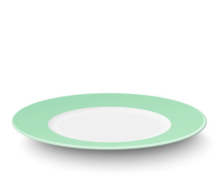 Empty Vector Light Green Plate Isolated On White Background