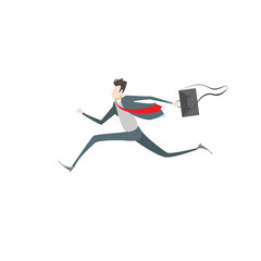 Businessman run to success on isolated background. Concept business and sport illustration. Cartoon character vector