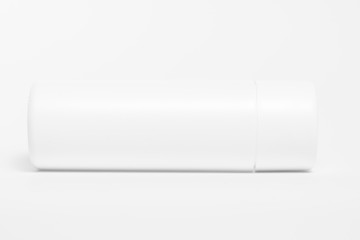 Blank white plastic cosmetics bottle isolated on white
