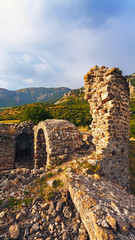 The ruins of the fortress (Funa) at sunset. Crimea, Alushta.