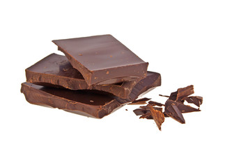 Chocolate bars stack isolated on white background