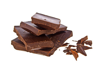Chocolate bars stack isolated on white background