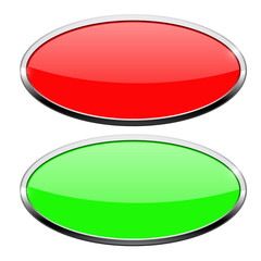 Oval buttons. Green and red with chrome frame