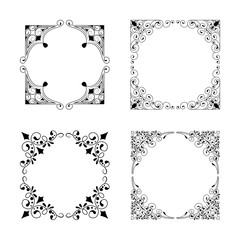 Vintage style square frames collection. Decorative frame set for your design for any holiday 