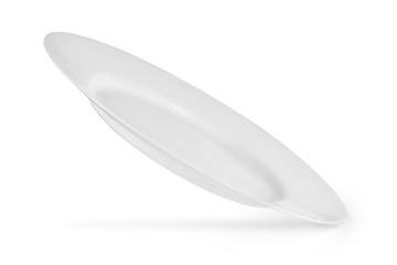 White empty plate isolated on white background. Clipping path in