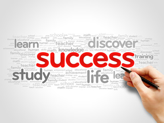 SUCCESS word cloud collage, education concept background