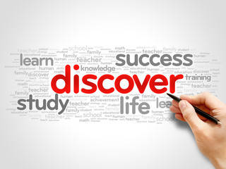 DISCOVER word cloud collage, education concept background