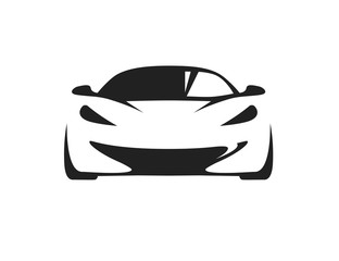 Original concept car with black supercar sports vehicle silhouette on white background. Vector illustration.