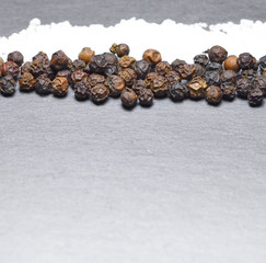 Pepper and salt, isolated on grey background.