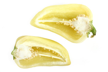 Sliced pepper on white isolated background