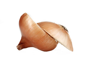 Sliced onion on white background isolated