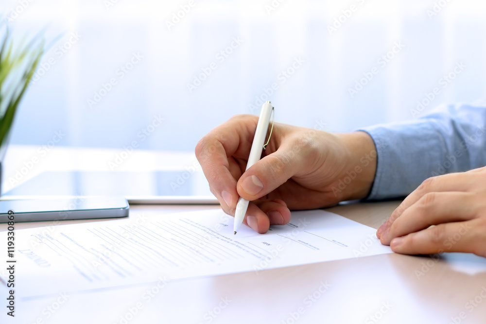 Canvas Prints Businessman is signing a contract, business contract details