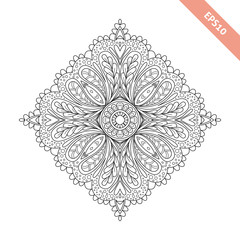 Abstract floral  round ornament. Mandala. Background, cover. Design for adult coloring book page.