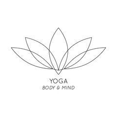 Yoga Body and Mind, isolated Lotus logo