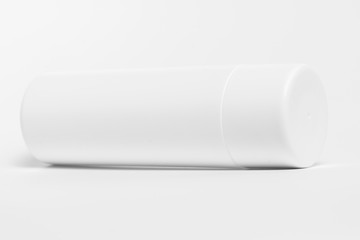 Blank white plastic cosmetics bottle isolated on white
