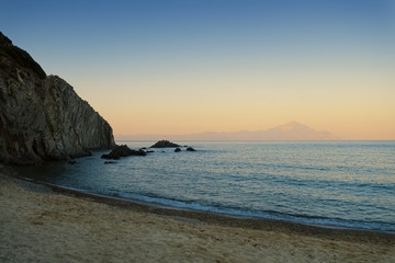 Beautiful sunset beach photo in Greece Chalkidiki Sarti