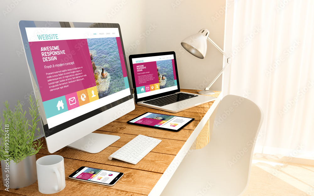 Canvas Prints website responsive concept on devices