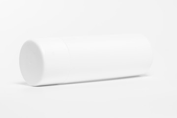 Blank white plastic cosmetics bottle isolated on white
