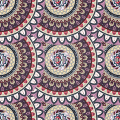 Ornate floral seamless texture, endless pattern with vintage mandala elements.