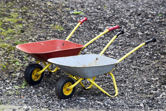 colorful wheelbarrows for children