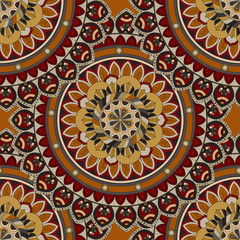 Ornate floral seamless texture, endless pattern with vintage mandala elements.