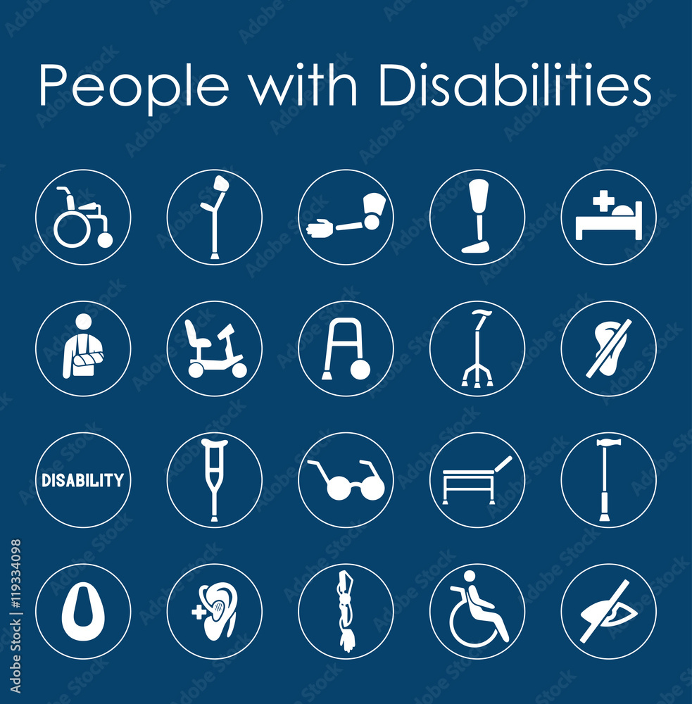 Canvas Prints set of people with disabilities simple icons