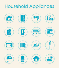 Set of household appliances simple icons