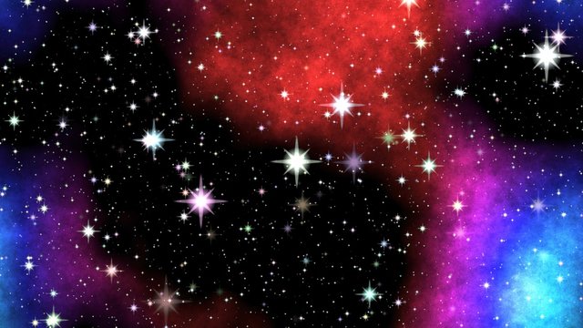 Colored nebula on night sky with shinning stars.