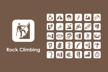 Set of rock climbing simple icons