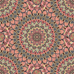 Ornate floral seamless texture, endless pattern with vintage mandala elements.