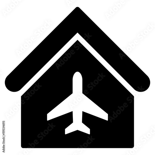 "Aircraft Hangar icon. Vector style is flat iconic symbol, black color ...