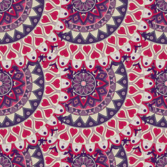 Ornate floral seamless texture, endless pattern with vintage mandala elements.