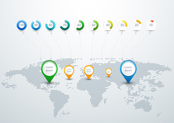 Dotted World Map. Infographics and elements vector 