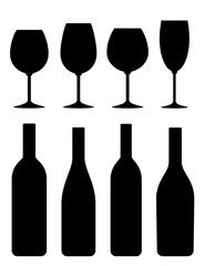 bottle and glass icon set