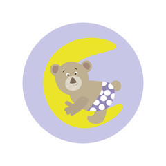 Cute Cartoon Teddy Bear on the moon.