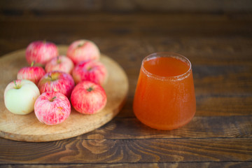 Carrot juice in glass on  table