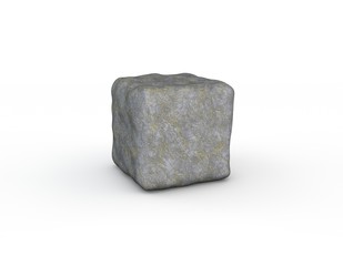 Stone isolated on white background.Stone cube.