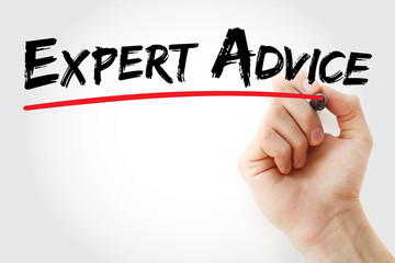 Hand writing Expert advice with marker, concept background