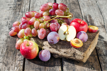 fruits on wooden background