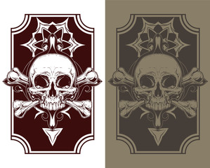 Awesome tattoo skull and bones set