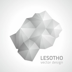 Lesotho polygonal triangle grey vector map
