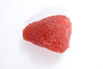 Dried strawberries on white background