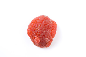 Dried strawberries on white background