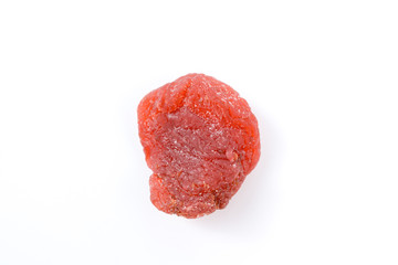 Dried strawberries on white background