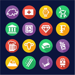 Switzerland Icons Flat Design Circle