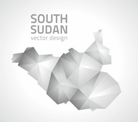 South Sudan vector triangle polygonal grey and silver map