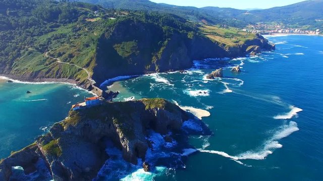 Aerial view of San Juan de Gaztelugatxe, Spain