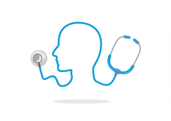 Stethoscope and human head logo. Ideal for logo and icon about medical.